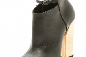 Casadei Leather Booties with Wooden Heel