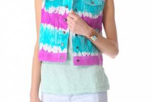 Catherine Malandrino Tie Dye Leather Vest