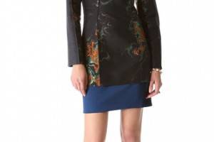 Cedric Charlier Brocade Dress with Long Sleeves