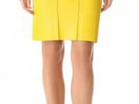 Cedric Charlier Faux Leather Seamed Skirt