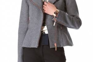 Cedric Charlier Felt Motorcycle Jacket with Rose Hardware