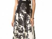 Cedric Charlier Print Seamed Gown