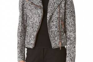 Cedric Charlier Scribble Leather Moto Jacket