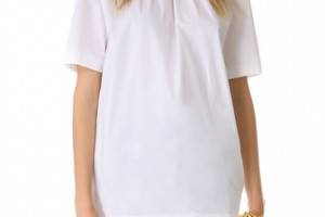 Cedric Charlier Short Sleeve Poplin Top