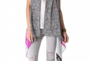 Diane von Furstenberg Serape Grommet Scarf Vest