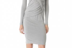 Donna Karan New York Draped Dress with Long Sleeves