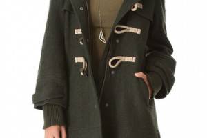 Free People Boiled Wool Military Pea Coat