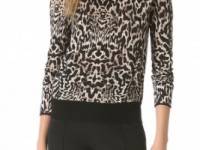 Giambattista Valli Leopard Bow Neck Sweater