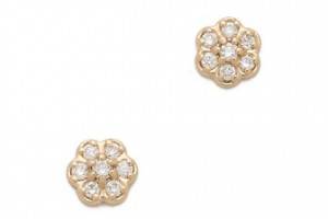 ginette_ny Mini Diamond Lotus Stud Earrings