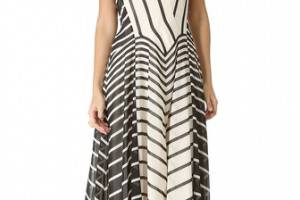 Halston Heritage A Line Stripe Gown