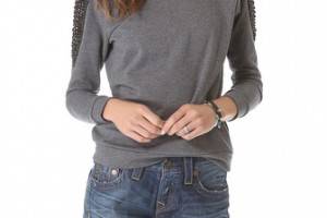 Haute Hippie Crystal Epaulette Sweatshirt