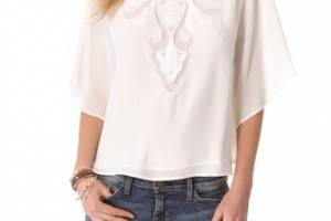 Haute Hippie Embroidered Cutout Top