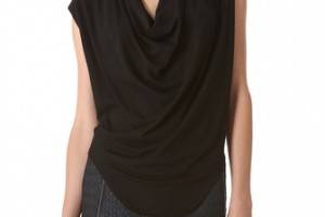 HELMUT Helmut Lang Feather Jersey Draped Top