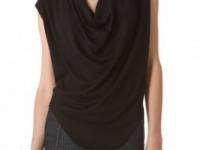 HELMUT Helmut Lang Feather Jersey Draped Top