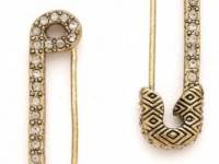 House of Harlow 1960 Safety Pin Earrings with Sparkle