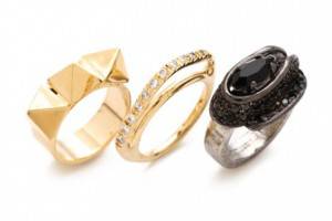 Iosselliani Brass & Rhinestone Ring Set