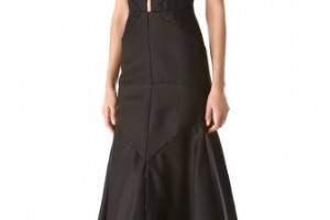 J. Mendel Deep V Halter Gown