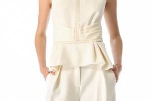 J. Mendel Jacquard Combo Peplum Top