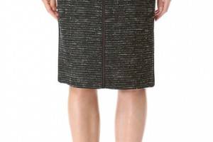 J. Mendel Leather & Tweed Pencil Skirt