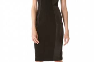 J. Mendel Leather Panel Pencil Dress