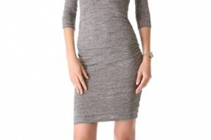 James Perse Jewel Neck Salt And Pepper Dress