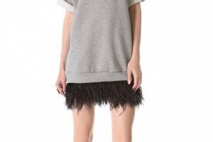 Jay Ahr Sweater Dress with Feathers