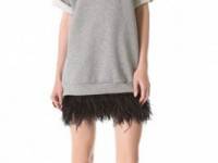 Jay Ahr Sweater Dress with Feathers