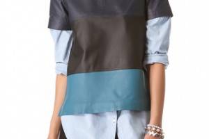 Jonathan Simkhai Colorblock Leather Tee