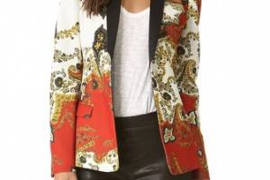 Just Cavalli Paisley Crown Print Fitted Blazer