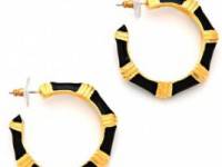 Kenneth Jay Lane Thick  Hoop Earrings