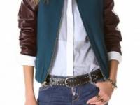 LAVEER Wool &amp; Leather Bomber