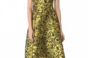 Lela Rose Full Skirt Jacquard Dress