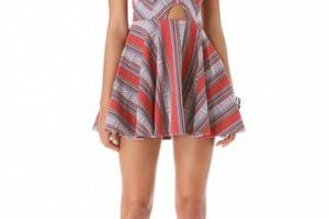 Line & Dot Triangle Cutout Zip Dress