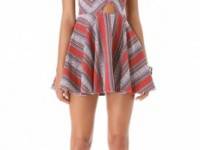 Line &amp; Dot Triangle Cutout Zip Dress