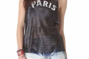 Love Leather Paris Leather Mesh Tank