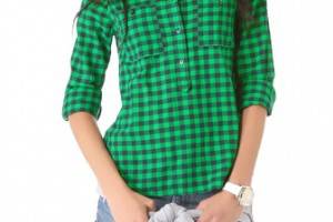 Madewell Plaid Market Popover Top