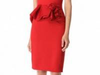 Marchesa Peplum Dress with Roses