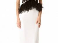 Marchesa Strapless Gown with Feathers