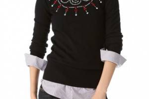 Markus Lupfer Rose Stone Necklace Sweater