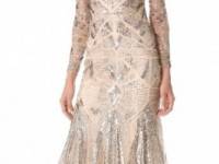 Monique Lhuillier Embroidered Mesh Gown