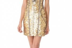 Monique Lhuillier Leather Armor Sheath Dress