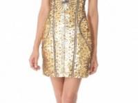 Monique Lhuillier Leather Armor Sheath Dress