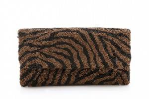 MOYNA Beaded Zebra Clutch