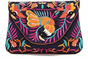 MOYNA Large Bird Embroidered Clutch