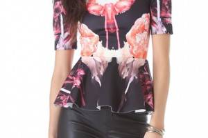 Nicholas Melted Floral Scuba Peplum Top