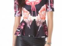 Nicholas Melted Floral Scuba Peplum Top