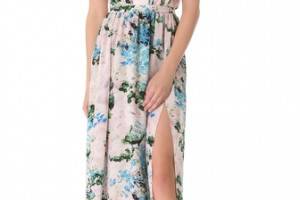 Peter Som Floral Gown with Exposed Bodice