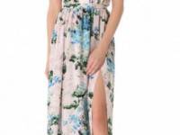 Peter Som Floral Gown with Exposed Bodice