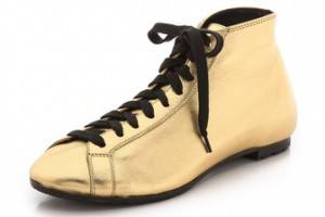 Rochas Gold Leather Sneakers