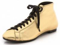 Rochas Gold Leather Sneakers